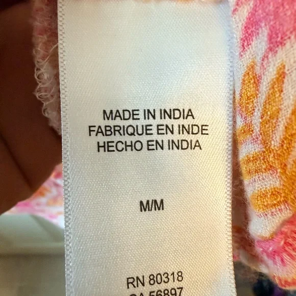 Lucky Brand Floral V Neck Blouse Pink Orange Women’s Medium - Picture 6 of 9